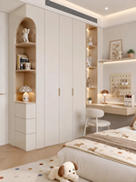 Armoire de chambre à coucher blanche sur mesure, 4 portes, style antique, petite unité de rangement