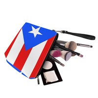 Trousse de maquillage imprimée UV pleine surface avec drapeau national personnalisé de Porto Rico pour voyage d'affaires, rangement de cosmétiques pour salle de bain
