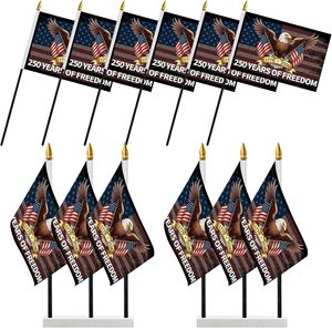 Drapeaux à main patriotiques américains pour la célébration du 250e anniversaire, sur bâtonnets, pour les événements et les décorations de fête - Product Image 2