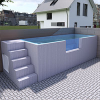 Home Piscine Grande Fenêtre en Verre Conteneur Piscine Extérieur en Fibre de Verre Piscine Hors Terre en Bois