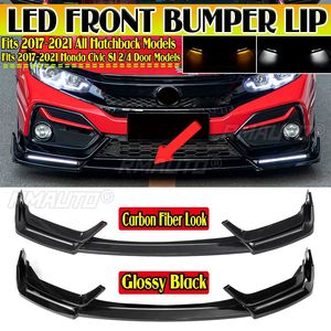 ชุดแต่งสปอยเลอร์กันชนหน้า 5 ชิ้น/ชุด พร้อมไฟเลี้ยว สำหรับ Honda Civic Si Hatchback ปี 2017-2021 รุ่นที่ 10 - Product Image 2