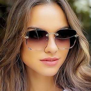 Gafas de Sol Vintage de Moda con Montura Cuadrada Sin Aro para Mujer, Gafas de Sol de Verano con Protección UV400 y Degradado - Product Image 2