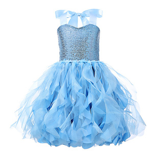 Robe de princesse à sequins pour filles en gros, design spirale double couche personnalisé, costume d'Halloween pour enfants, robe de spectacle pour enfants - Product Image 3