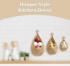 Dropshipping Boho Hemp Hanging Basket Fruit Handmade Kitchen Pantry Organizer for Fresh Produce Storage - Product Image 2