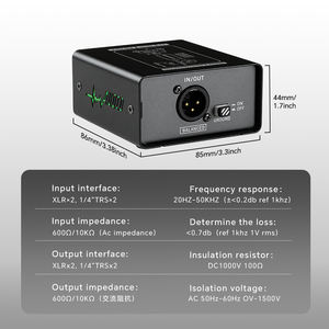 Aislador <span class=keywords><strong>de</strong></span> <span class=keywords><strong>Audio</strong></span> BHA XLR1-BOX con Ajuste <span class=keywords><strong>de</strong></span> Ganancia <span class=keywords><strong>de</strong></span> Tres Niveles, Transmisión <span class=keywords><strong>de</strong></span> Señal sin Pérdidas, Capacidad para Eliminar Ruido Eléctrico - Product Image 6