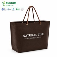 Sac de shopping personnalisé en non-tissé avec poignée en corde, sac fourre-tout réutilisable pour l'emballage de marchandises de café