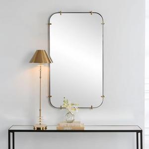 <b>Black</b> <b>Framed</b> <b>Mirror</b> <b>Round</b> Corner Wall <b>Mirror</b> Decorative Vanity <b>Mirror</b> for Bathroom Bedroom Living Room - Product Image 2