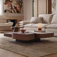 Table basse en bois de design italien, table basse créative irrégulière pour salon, ensemble de table centrale luxueuse pour usage domestique