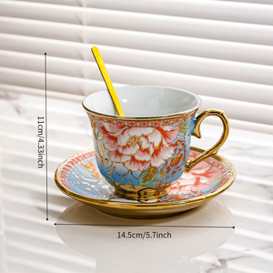 Hot Seller Minimalist Design Colorful Ceramic Coffee <b>Cup</b> <b>Set</b> with Handgrip Customizable Dinner Plate for Hotel Mugs Genre - Product Image 6