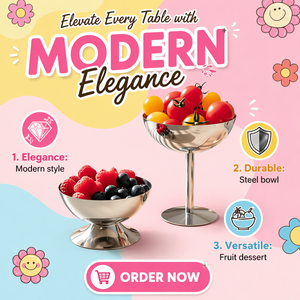 Gobelets à glace en acier inoxydable (à pied haut, à pied bas), verres à dessert, à <span class=keywords><strong>vin</strong></span> ou à cocktail pour l'usage quotidien et les réceptions décontractées, ou pour les fruits - Product Image 2