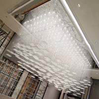 Lustre moderne de luxe à LED en cristal K9, forme goutte de pluie carrée, télécommande, AC, CRI 90 élevé, pour hôtels, halls d'accueil, villas, plafonds hauts