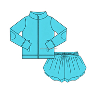 Conjunto de Yoga con Estampado Floral para Niñas |   Conjunto de 2 Piezas de Top de Manga Larga y Pantalones Cortos, Ropa Deportiva con Bloques de Color para Niños, Clase de Baile