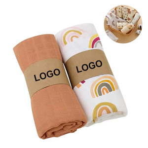 Couverture personnalisée avec logo, en coton bambou mousseline, séchage rapide, imprimé animal, pour enfants, couverture d'emmaillotage - Product Image 1
