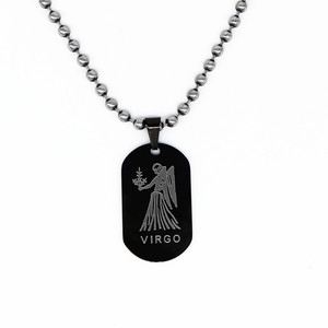 Yunnique Collar con colgante de acero inoxidable con signo del zodiaco Virgo, joyería de regalo unisex - Product Image 1