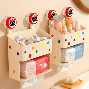 Bathroom Tissue Box Rectangular Suction Mounted Storage For Toilet Paper Face Towel Cosmetic With Suction Cup - Product Image 1