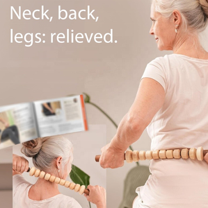 Wellshow Sport Fascia Bar Roll Rodillo de masaje de madera con mango Masajeador de espalda Fascia Rod para relajación muscular - Product Image 4