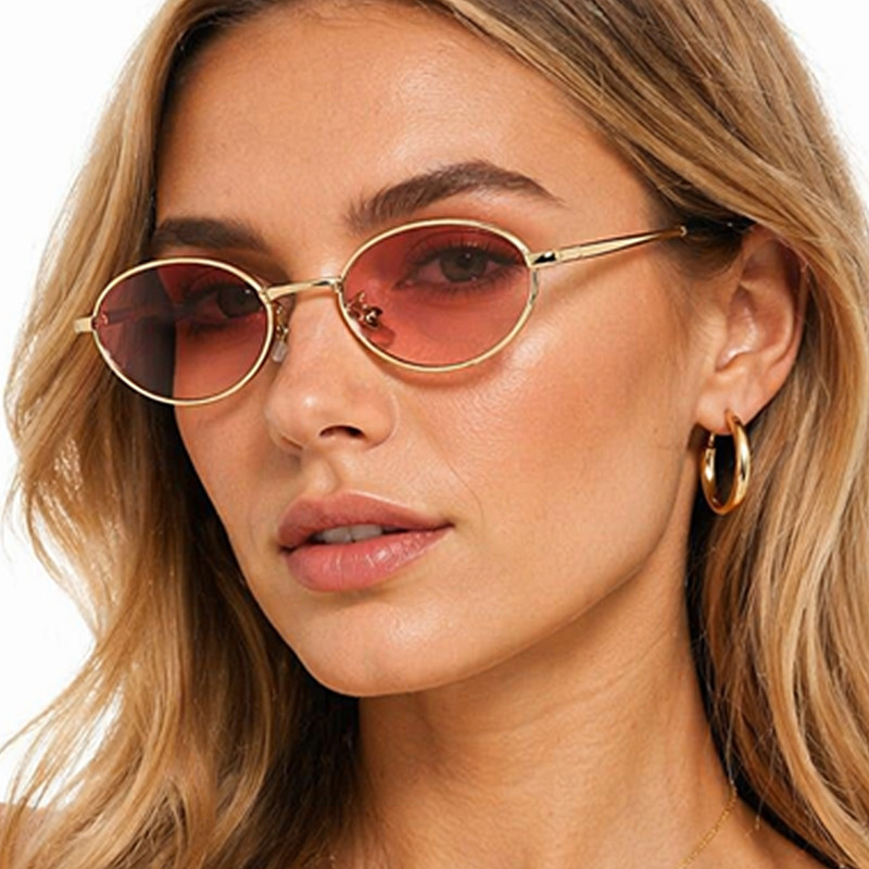 Logo Custom 2026 Fashion Retro Metal Small Frame Sunglasses UV400 Alloy Oval Sun Glasses for Men Women