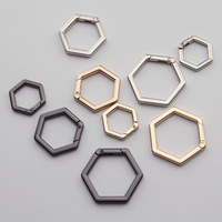 Anneau hexagonal ouvrable pour porte-clés, boucle à ressort, fermoir hexagonal en métal, accessoires pour sacs à main, fabrication de porte-clés DIY