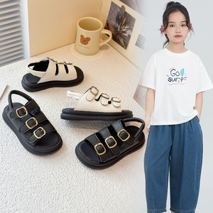 Sandalias de Goma de Color Puro a la Moda, Sandalias de Playa para Verano, Zapatos Planos para Niños Antideslizantes - Product Image 1