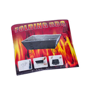 ตัวอย่างฟรี โรงงานผลิตโดยตรง บาร์บีคิวถ่านแบบพกพาขนาดเล็กสีดำ พับได้ ใช้แล้วทิ้ง บาร์บีคิวสำเร็จรูป - Product Image 6