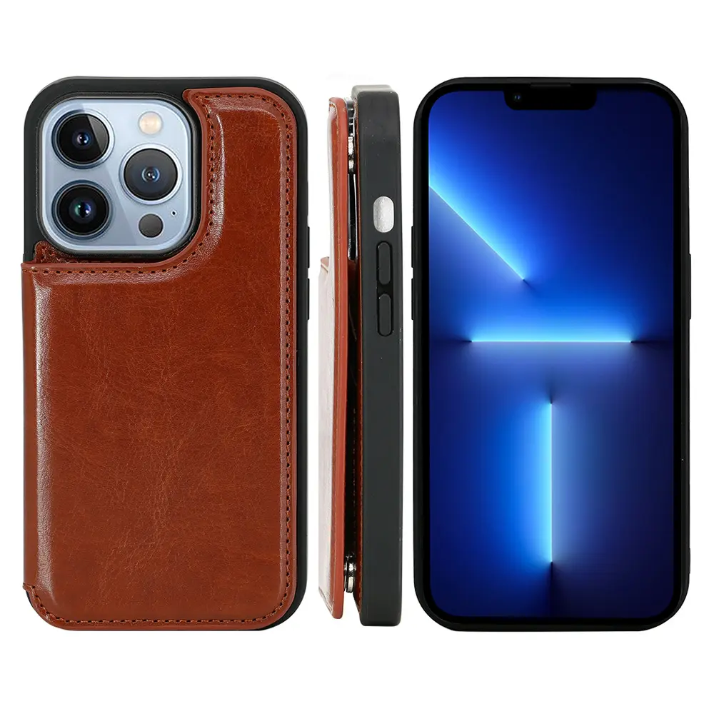 BoshihoLuxury Leather Wallet Case For iPhone 14 13 12 11 Pro XS Max XR SE2 SE3 6 7 8 Plus Folio Flip Cover with Card Slots