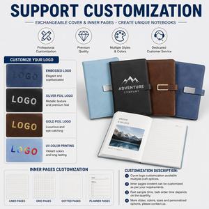 Custom <b>A5</b> Magnetic Buckle Soft Leather Journal Diary Notebook Printed Brand Logo Diary <b>Notepad</b> Note Book PU Leather Notebook - Product Image 4