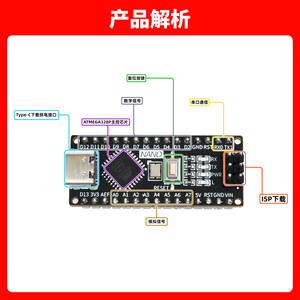 Módulo Nano 3.0 ATMEGA328P, Placa Controladora Negra con el Antiguo Bootloader, Controlador USB Tipo-C CH340 D25 - Product Image 5