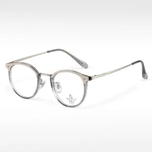 2024 Luxus Damen metall optikrahmen hohe Qualität Rezept runde anti-blaulicht-Brillenrahmen