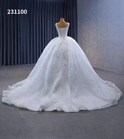Feishiluo luxueux col carré perlé robe de bal pleine perle sans manches dentelle fleur robe de mariée lourde perles brillantes couture