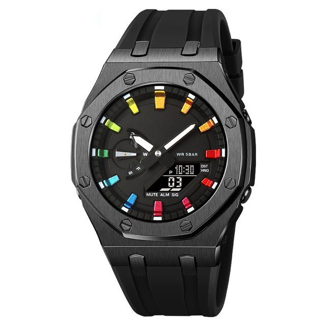 Multifunctional Double Time Synchronous Display Digital Watch Fashion Sport Electronic Waterproof Luxury Adult Student Watches