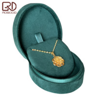 ROGOOD Boîte d'emballage de bijoux ovale en velours vert, design unique, étui cadeau de luxe haut de gamme pour collier, boucles d'oreilles, bracelet P1986