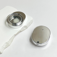 Boîtier compact rotatif 4G en plastique argenté pour poudre et blush, vide, avec couvercle transparent, pour emballage cosmétique