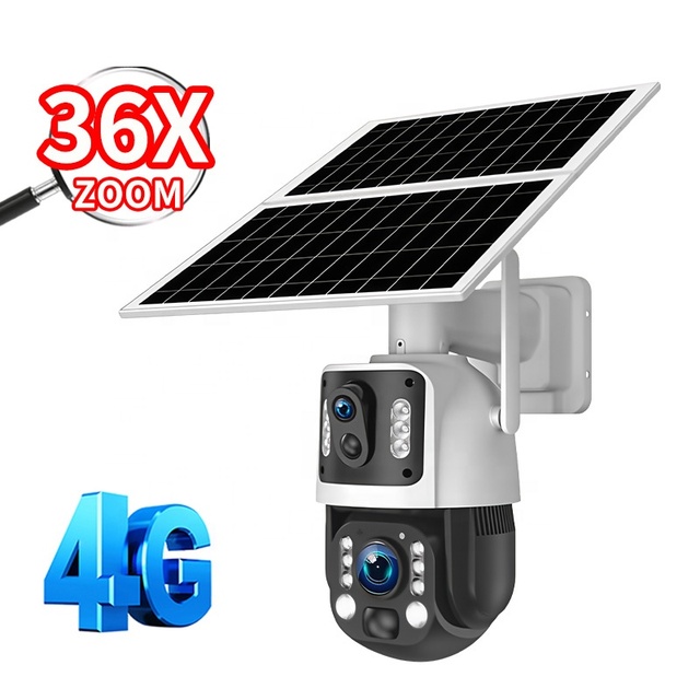 6MP AI 4G Security Solar Camera 36X Optical Zoom Night Vision Full Color Motion Detection PTZ Camera Cloud Alarm IP66