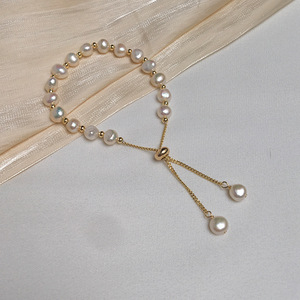 <span class=keywords><strong>Pulsera</strong></span> de <span class=keywords><strong>Perlas</strong></span> Naturales de Agua Dulce, Estilo Barroco Geométrico, Chapada en Oro de 18k, Ajustable, Simple y Elegante - Product Image 3