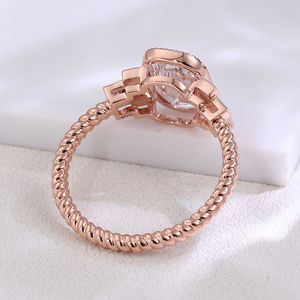 Bagues de créateur en or rose 18K 14K avec diamants de laboratoire DEF VVS, faites à la main, bijoux fins personnalisés, bagues pour femmes, cadeau d'anniversaire - Product Image 3