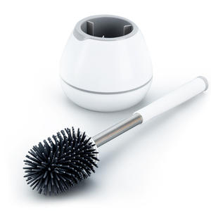 Brosse de toilette blanche sur pied avec base, design ovale durable pour le nettoyage de la salle de bain, usage domestique - Product Image 1
