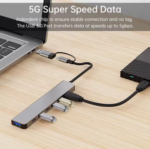 8in1 デュアルヘッド Type-C USB3.0 USB-C ハブ TF/SDカードリーダー ポータブル 3.5mmヘッドホンジャック 8-in-1 USB-C ハブ USB2.0/3.0 ハブ - Product Image 4