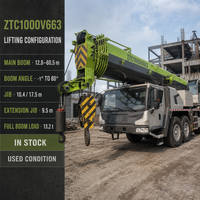 Grue mobile d'occasion lourde de 100 tonnes ZTC1000V663 – En stock, unité fiable avec documents d'exportation complets