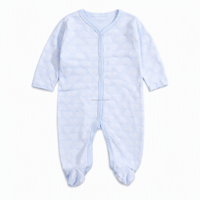 Mono de algodón de manga larga para recién nacido al por mayor, pelele con pies para bebé, pijama unisex con botones a presión, directo de fábrica OEM