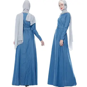 2024 New Women's Cotton Abaya Long Dress Casual Ethnic Style Customizable Islamic Muslim Clothing with Pockets for Adults