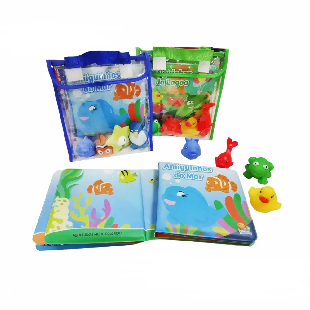 Funny Playing and Learning Bath Book with Toy Set, PEVA Bath Book, Waterproof Toys for Children Bath