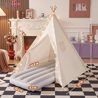 Tente tipi pour enfants en toile de coton, tente pliable pour tout-petits, tente de jeu intérieure pour bébés, cadeaux pour fêtes d'enfants, pyjama-party, jouet