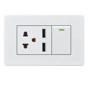 Us Style White Multi Function Universal AC Power Switch Wall 3-pin Wall Switch And Socket Plug
