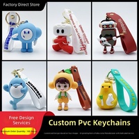 Porte-clés en PVC souple personnalisé, figurine de dessin animé 3D, pendentif en silicone avec logo IP d'entreprise, modèle sur mesure