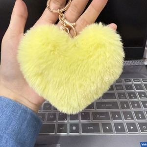 Faux Fur Keychain Fluffy Plush Heart Bag <b>Charm</b> Purse Handbag Pendant <b>Keyring</b> for Women - Product Image 5
