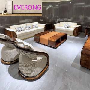 Fauteuil lounge en bois <span class=keywords><strong>de</strong></span> <span class=keywords><strong>noyer</strong></span> italien <span class=keywords><strong>de</strong></span> luxe, contemporain, rembourré en cuir, doux et confortable pour salon, appartement, villa - Product Image 3