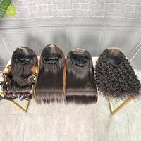 Rambut Virgin Berkualitas Tinggi Ghair 100% Rambut Asli Manusia 2*6 5*5 9*6 HD Lace Wig Tanpa Lem dengan Resleting yang Dapat Diganti