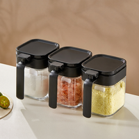 Cuisine Aliment Assaisonnement Poudre Rangement 400ml Bocaux en Verre Récipient avec Compartiment Intégré pour Cuillère à Épices