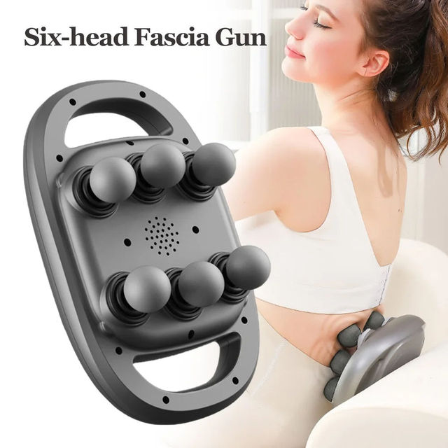 Offer Sample Six-head Fascia Body Relaxation Massager Shoulder Calf Heat and Cooling Handedness Adjustable Massage Gun