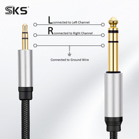 Câble audio plaqué or mâle-mâle 3,5 mm 6,35 mm 1 m en PVC pour ordinateur portable, mixeur en direct, amplificateur vidéo et microphones